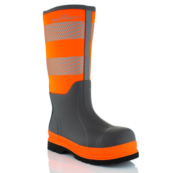 Brightboot High Leg Waterproof Safety Boots Orange / Grey