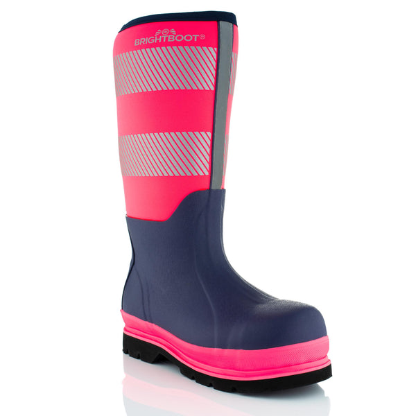 Brightboot High Leg Waterproof Safety Boots Pink / Navy